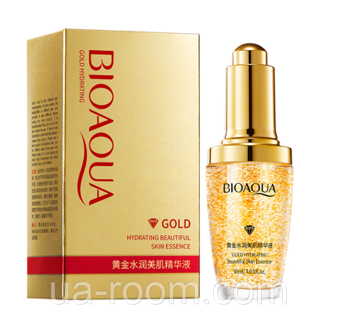 Сыворотка для лица с частицами золота и гиалуроновой кислотой Bioaqua Hydrating Beautiful Skin Essence, 30 мл.
