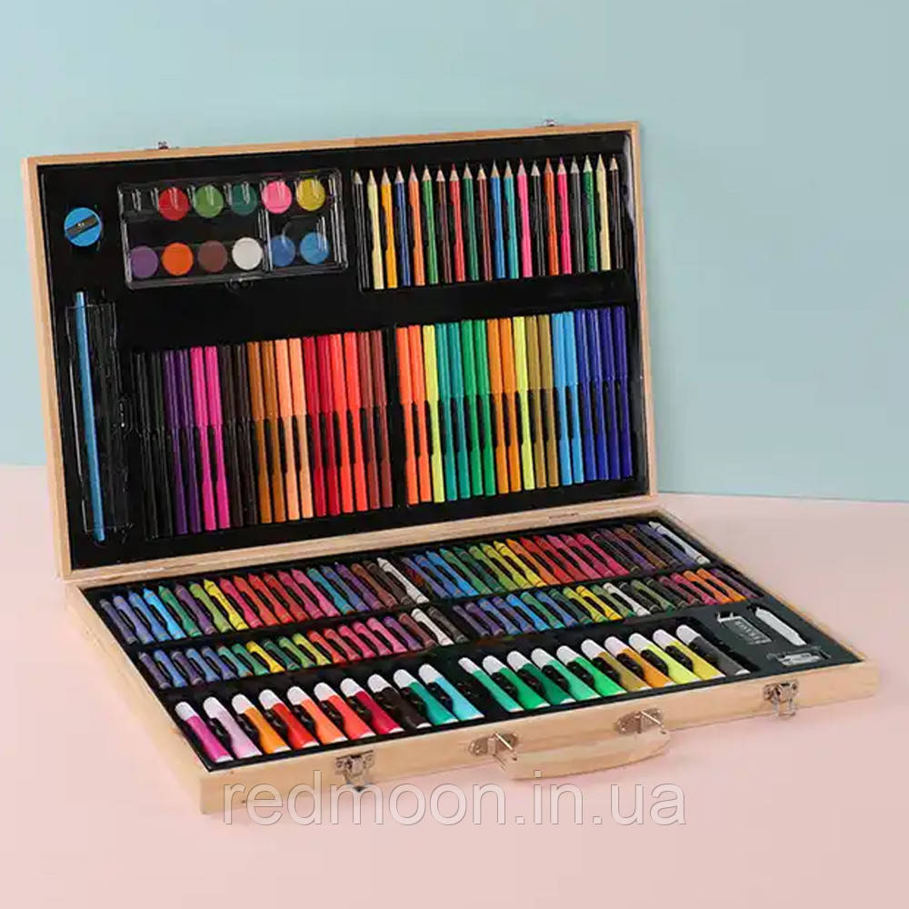 Дитячий набір для малювання на 180 предметів у валізі / Комплект для малювання у валізі, фото 1