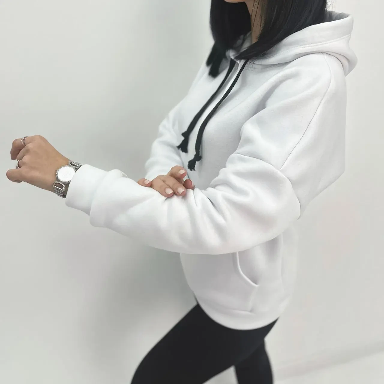 Тепле жіноче худо з капюшоном на флісі