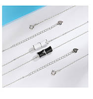 Ожерелье для пары из стерлингового серебра 925 пробы 2 шт. Черный/Белый