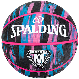 М'яч баскетбольний Spalding Marble Series блакитний, рожевий, чорний Уні 7