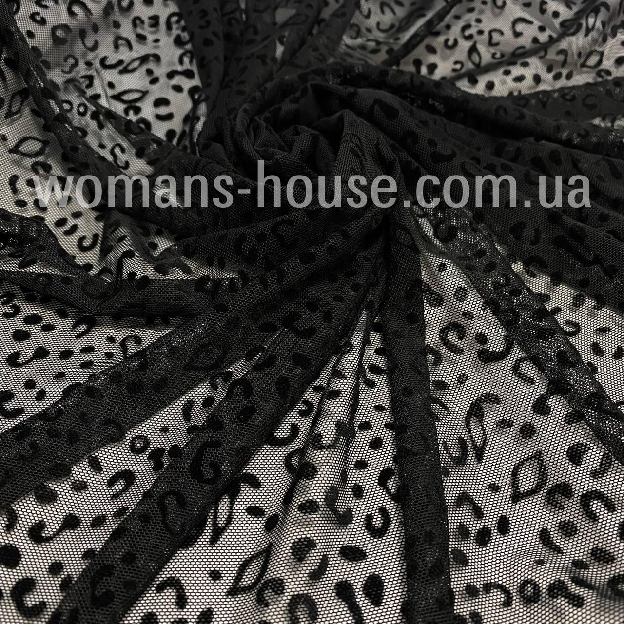 Сітка стрейч друкований принт 150 см м'яка Чорний, фото 1