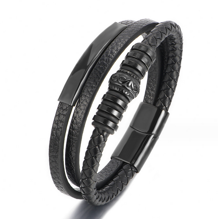 Шкіряний браслет Premium, Black