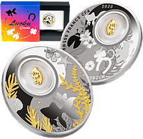 Срібна монета ЗОЛОТА РИБКА 2020 серії «LUCKY COINS» c елементом покритим 24К золотом