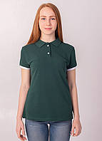 Темно-зелена футболка поло жіноча STANDART