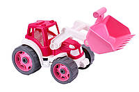Трактор із ковшем ТехноК 8195 рожевий дитяча пластикова велика іграшка в пісочницю для дітей