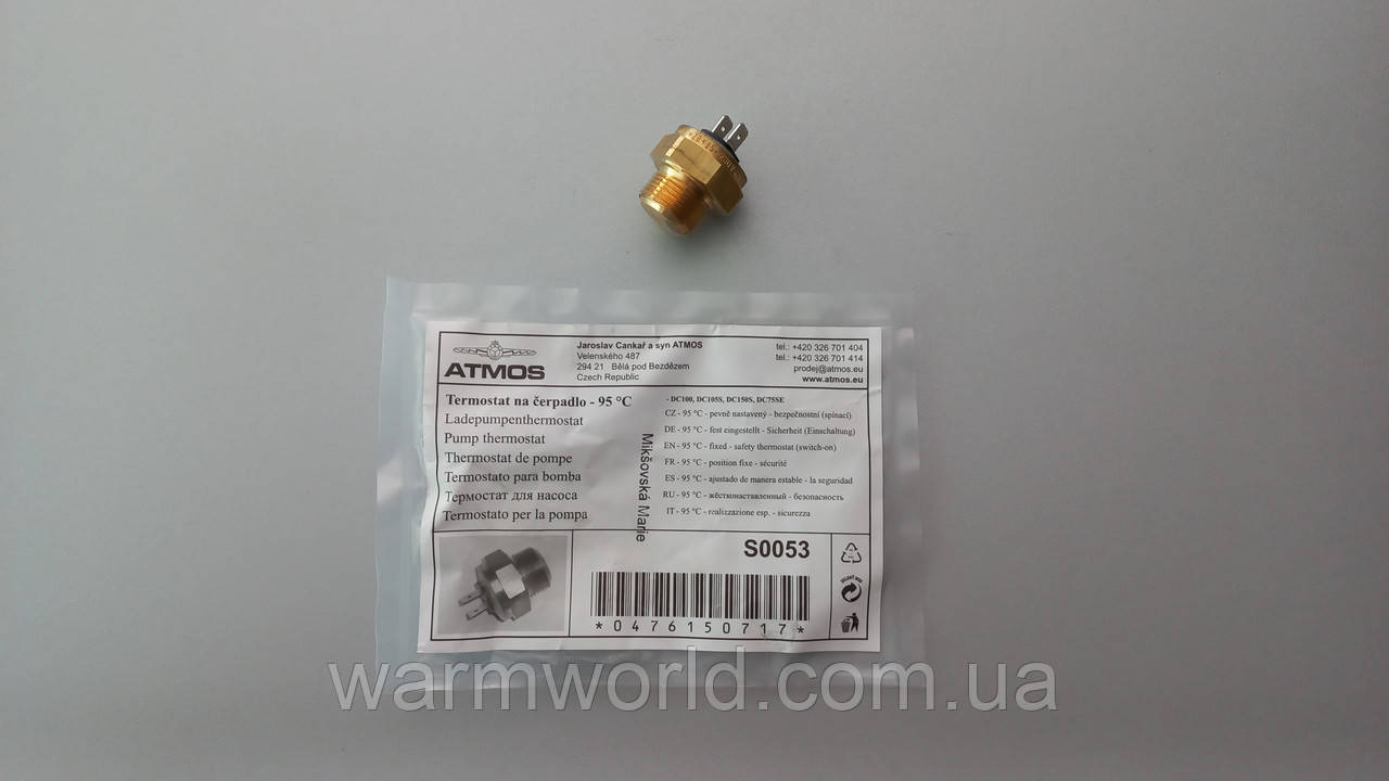 S0053 Термостат для насоса запобіжний 1/2" 90 °C (95 °C) DC100 Atmos, фото 1