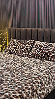 Комплект теплого постельного плюшевого белья Леопард размер евро
