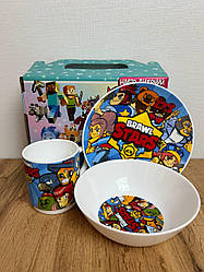 Набір дитячого посуду Brawl Stars 3 предмети склокераміка.