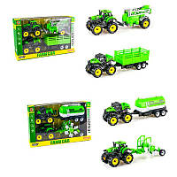 Трактор игрушка 9872-20-30, набор 2шт, инерционная, с прицепом, 26см, подвижные детали