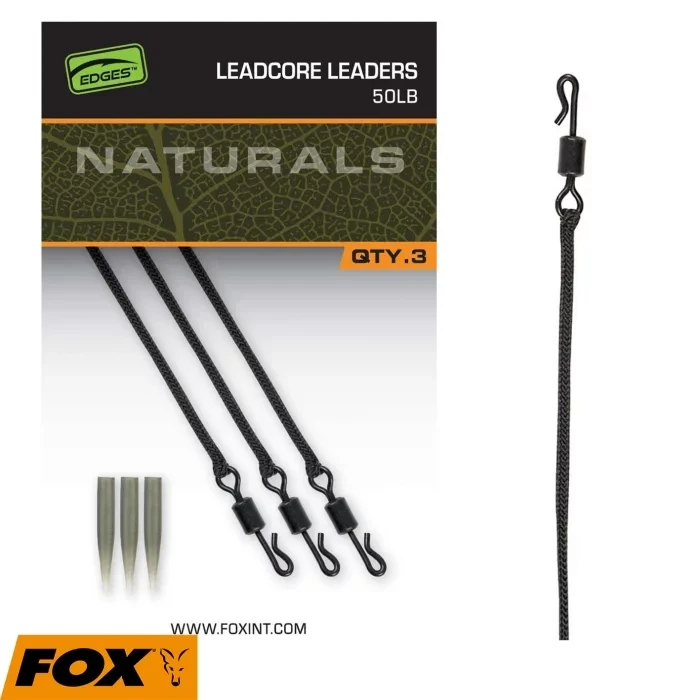 Готовий лідкор зі швидкознімним вертлюгом Fox Egdes Naturals Leadcore Leaders 75cm 50lb