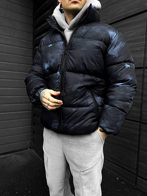 Куртка зимова чоловіча чорна з капюшоном утеплена екопух