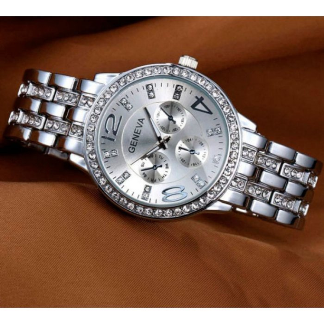 Жіночий наручний годинник Geneva Steel Silver Кварцовий наручний Жіночий годинник срібний Geneva Silver Adwear