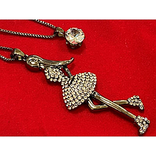 Кулон подвійний 60см+70см колір чорний