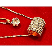 Кулон подвійний 60см+70см колір золото