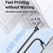 Кабель для принтера USB-A на USB-B 2.0 UGREEN Printer Cable with Aluminium Case 2м (чорний) US369, фото 5