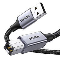 Кабель для принтера USB-A на USB-B 2.0 UGREEN Printer Cable with Aluminium Case 1м (черный) US369