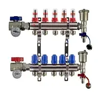 Коллектор 5 контура KP CZECH в сборе с расходомерами, термометрами и конечным элементами в сборе