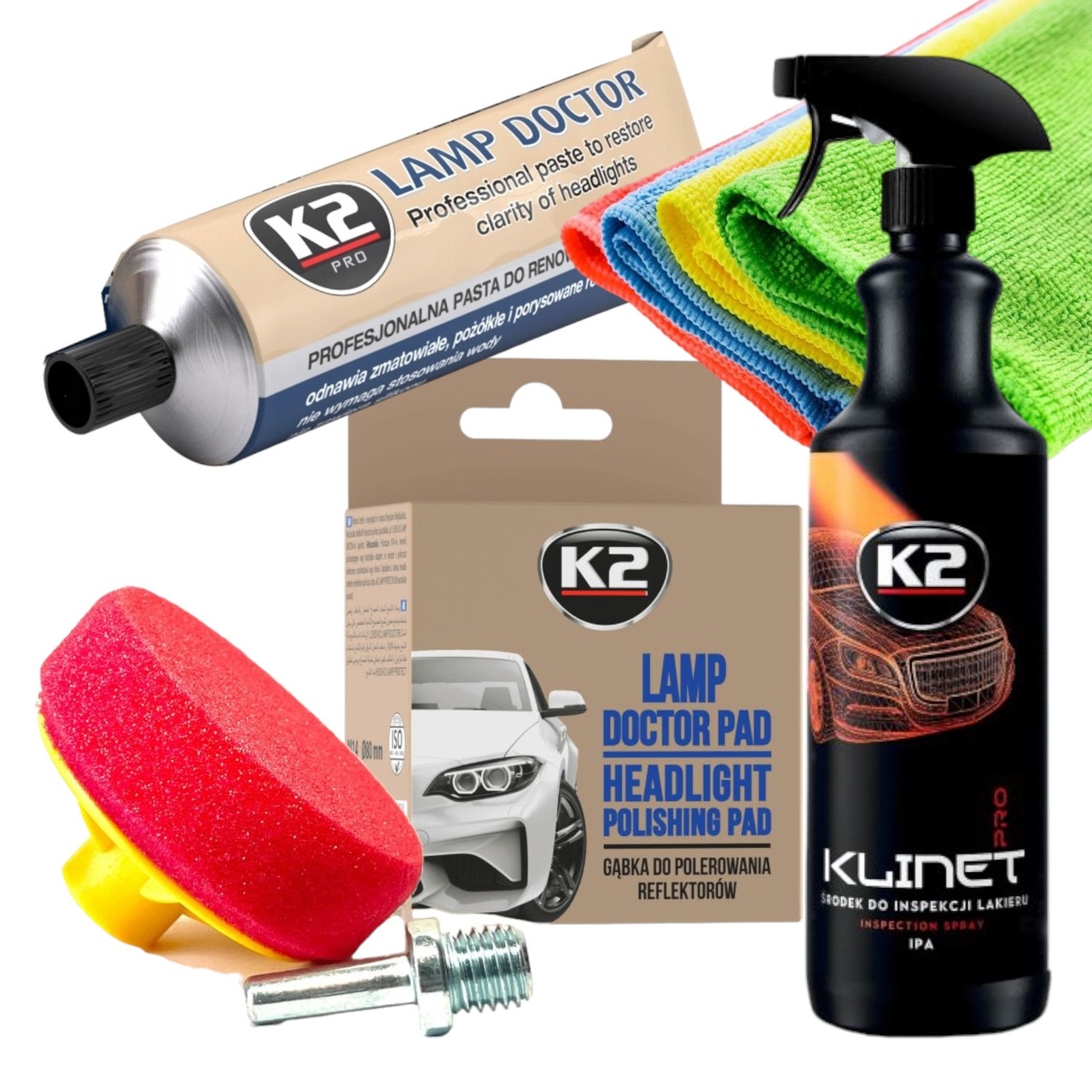 Набір для відновлення фар K2 Lamp Doctor з насадкою на дриль, фото 1