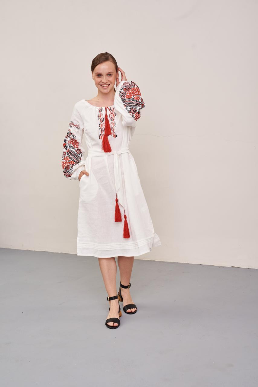 Плаття в українському стилі "Петраколовка", лляна сукня-вишиванка XL-XXL