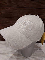 Бейсболка кепка тепла брендова брендова ДІОР баранчик (Розмір oversize), Біла