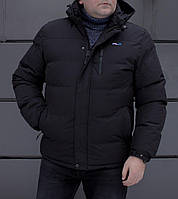 Мужская зимняя куртка черная Батал до -25*С Пуховик больших размеров с капюшоном (B)