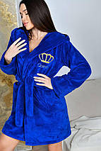 Жіночий домашній махровий халат із капюшоном розміри норма й батал, фото 2