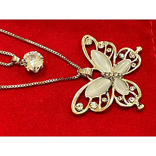 Кулон подвійний 60см+70см колір срібло