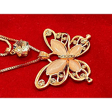 Кулон подвійний 60см+70см колір золото