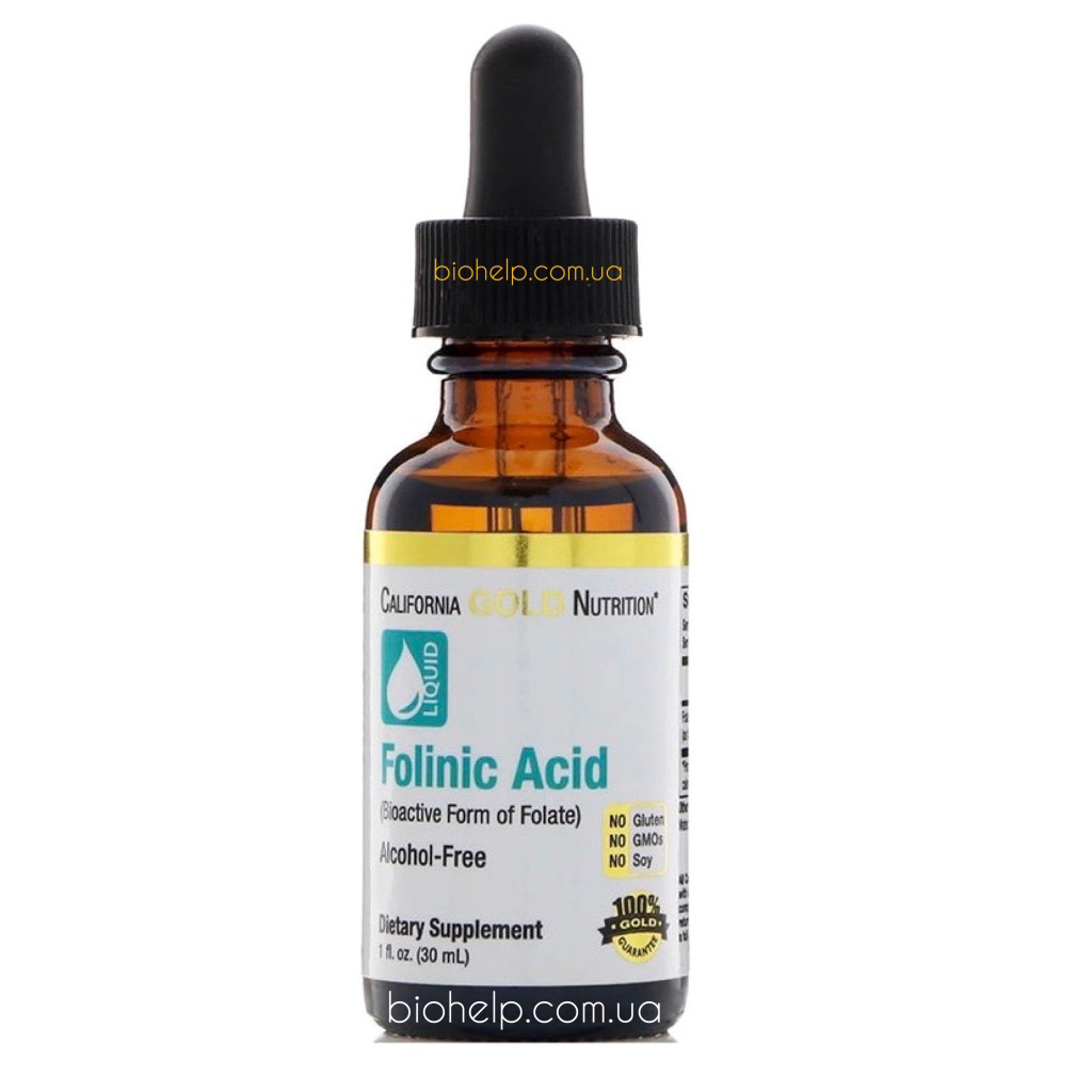 Фолінова кислота, без спирту 400 mg. Folinic Acid, California Gold Nutrition, 30 мл BX940