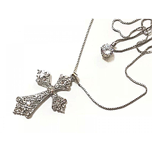 Кулон подвійний 60см+70см колір срібло