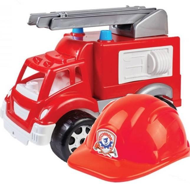 Іграшка Малюк-пожежник ТехноК 3978 каска машинка дитяча пластикова набір ігровий для дітей