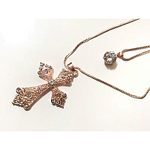 Кулон подвійний 60см+70см колір золото