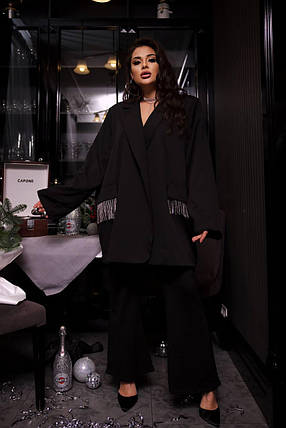 Піджак класичний жіночий із костюма на підкладці зі знімними каменями розміри батал, фото 2