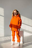 Детский флисовый спортивный костюм зимний оранжевый Комплект оверсайз Худи + Штаны на зиму 98 (B)
