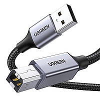 Кабель для принтера USB-A на USB-B 2.0 UGREEN Printer Cable with Aluminium Case 2м (чорний) US369