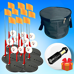 Комплект жерлиць оснащених в сумці , жерлиці на високій ніжці з грузилом , гальмом та трійним гачком