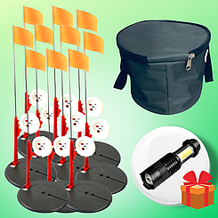 Комплект із 10 жерлиць оснащених в сумці , жерлиці на високій ніжці з грузилом