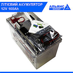 Акумулятор LiFePO4 12V - 100 Ah літій-залізо-фосфатний (прозорий), фото 2