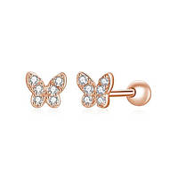 Срібні сережки "Метелики" в позолоті з кубічним цирконієм