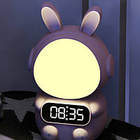 Детские часы с будильником и USB, Кролик Rabbit clock / Настольные часы для детей с подсветкой / Часы-ночник
