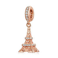 Серебряный шарм "Эйфелевая башня" в розовой позолоте