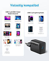 Зарядное устройство с поддержкой быстрой зарядки Anker 312 USB-C Power Supply 30 W USB C + кабель 1 м, фото 8