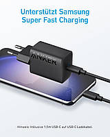 Зарядное устройство с поддержкой быстрой зарядки Anker 312 USB-C Power Supply 30 W USB C + кабель 1 м, фото 2