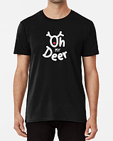 Мужская и женская Новогодняя футболка с принтом Oh my Deer мой олень