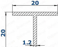 Профіль Т-подібний 20х20х1.2 АНОД