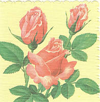 Красивая декупажная салфетка Красные розы на жёлтом фоне 6115
