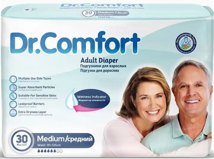 Підгузки для дорослих Dr Comfort Medium 85-125 см 30 шт 6 крапель