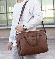 Деловая мужская сумка для документов А4 ,мужской портфель для бумаг Jeep светло-коричневый