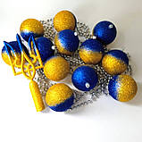 Верхівка на ялинку Тризуб блискучий і новорічні іграшки набір | новорічна прикраса |, фото 2